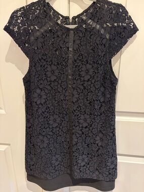 Black Lace Cap Sleeve Short dress